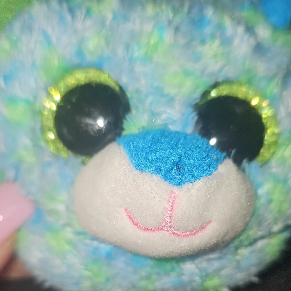 Ty Blue and Green Beanie (LEONA) Kids Slippers Size Large